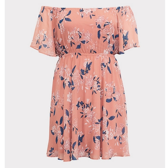 Torrid Plus size Chiffon Floral Skater Dress - Picture 3 of 8